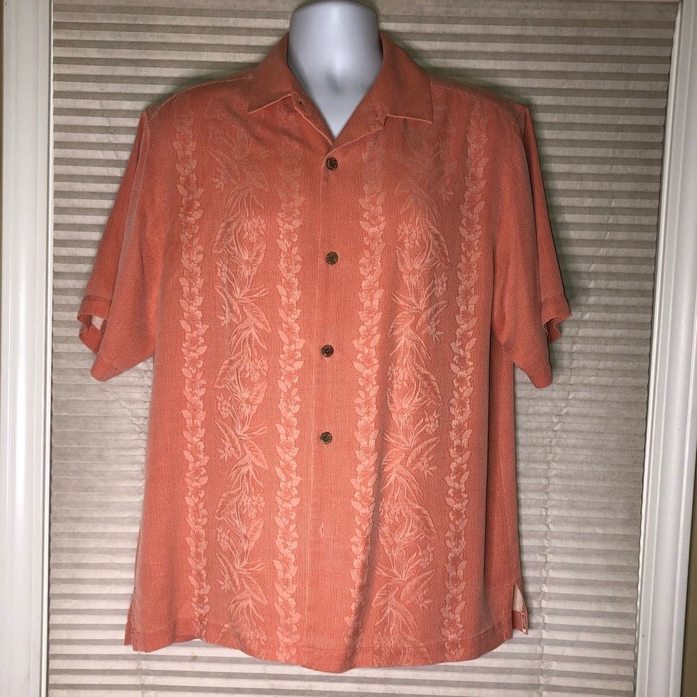 Tommy Bahama 100% Silk Shirt In Salmon Color
